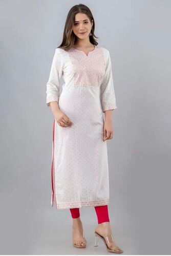 Kinal White Heavy Rayon Kurti
