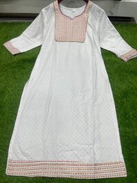 Kinal White Heavy Rayon Kurti
