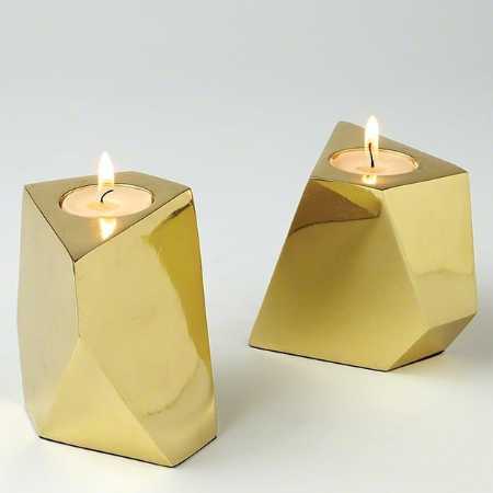 Gold Designer Golden Candle Holder