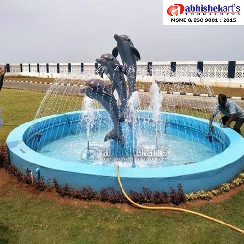 Ring Fountain With Dolphins - Color: Blue-Grey