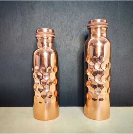 Gold Copper Bottle Hammered