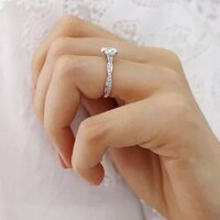 Oval Shape Diamond Rings In Synthetic Diamonds 14K White Gold 1.5 CT