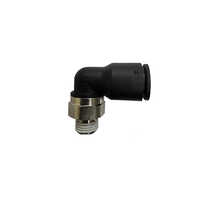 Legris Male Push Elbow - Plastic/metal Construction, 1/8" X 10mm Size, Black Color | Round Section Shape, Available Thread Sizes: 1/8", 1/4", 3/8", 1/2"