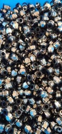 Push Fitting Straight Union - Plastic Material, Various Sizes Available, Black Color | Industrial Usage