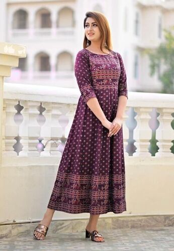 Shivani Purple Heavy Rayon Kurti