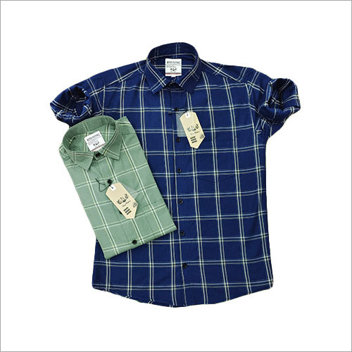 Washable Green And Blue Checked Shirts