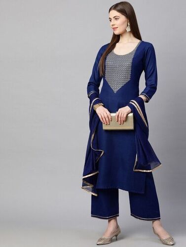 Nency Blue Kurti Plazzo Decoration Material: Sequins