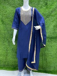 Nency Navy Blue Rayon Kurti Plazzo