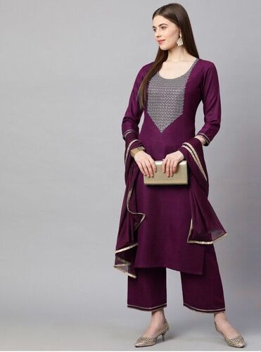 Nency Purple Rayon Kurti Plazzo