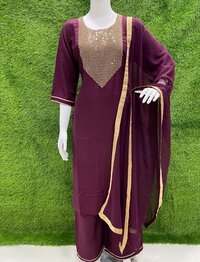 Nency Purple Rayon Kurti Plazzo