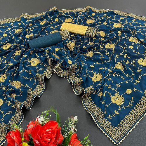 Hiral Navy Blue Georgette Saree