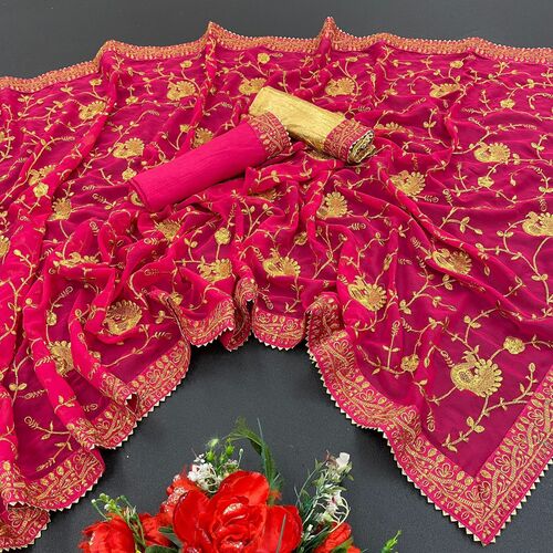 Hiral Pink Georgette Saree