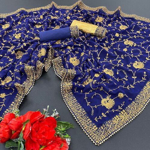 Hiral Blue Georgette Saree