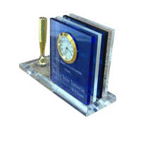 Acrylic Pen Stand - Acrylic, Different Sizes, Blue & Transparent | Polished Surface, Unisex Design, Rectangular Shape, Fashionable Look