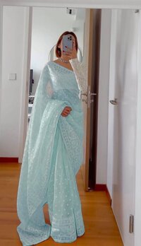 Women Heavy Modal Organza Silk Party Wear Sarees...