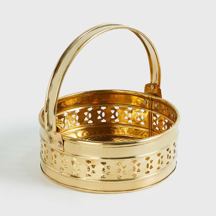 Metal Gifting Basket Gold Cut Out Metal Basket