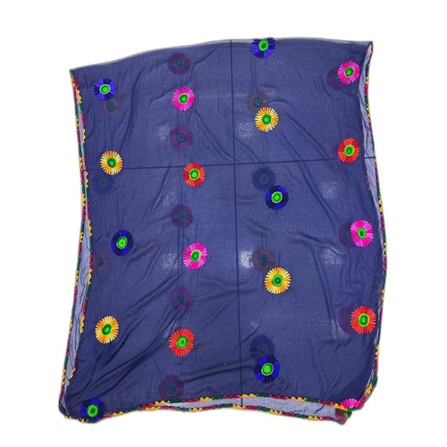 Navy Blue Chiffon Dupatta - Customized Size, Navy Blue Color | Soft Texture, Quick Dry, Durable, Plain Dyed, All Season Wear
