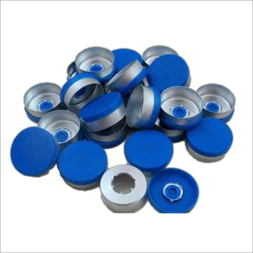 20 mm Flip Off Seal - Plastic and Aluminium, Round Shape in Blue and Silver | Floating Seal for Pharmaceutical Industry Liquid Protection