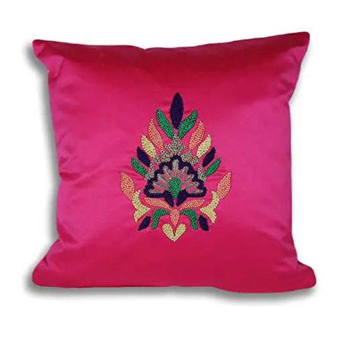 Pink Hand Embroidery  Cushion Cover