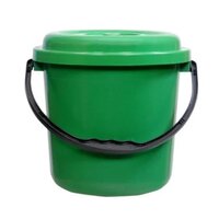 Plastic Dustbin 10 Lit Heavy Duty Injection Mould - Hdpe & Pp Material, 10 To 16 Lit Size, Green Color, Household Design With Lid And Handle | Easy To Move, Easy To Clean
