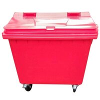 Industrial Garbage Dustbin - Heavy-duty Pe Plastic, Large Capacity Design, Red Color, Ergonomic Handling Features