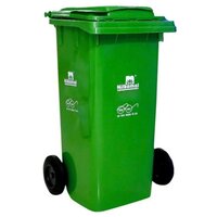 Plastic Wheeled Waste Bin - 48x44.96x32.99 Cm Size, Green Color, Durable Pp Material, 33 Gallon Capacity, Easy Mobility With Strong Wheels