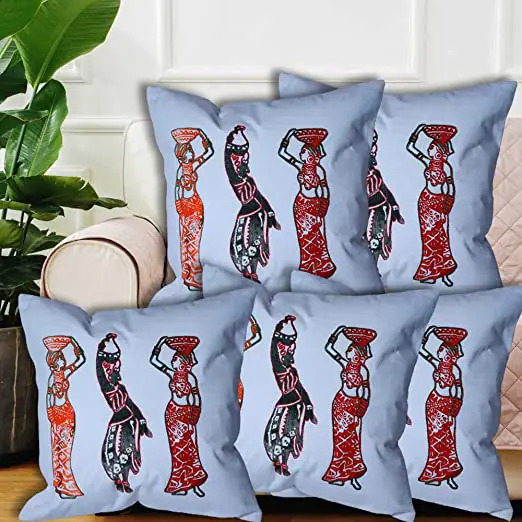 Hand Painted Female Design Cushion Cover