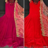 Women Fancy Printed And Embroidery Work Gown...