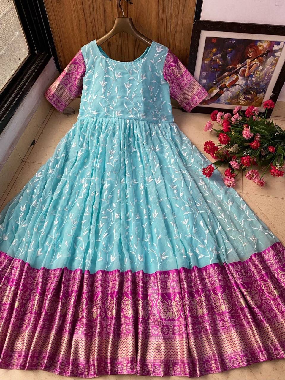 WOMEN DESIGNER  EMBROIDERED ANARKALI GOWN