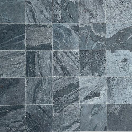 Silver Grey Quartzite Slate 100X100 Mm Honed And Brushed Decorative Swimming Pool Flooring Wall Cladding Stone - Stone Form: Tile