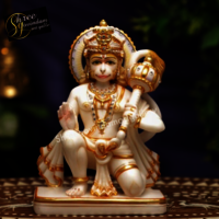 Marble Veer Hanuman Statue - 15 Inch & 18 Inch Sizes | Handmade With Premium Quality Natural White Makrana Marble, Eco-friendly, Easy To Install, Durable