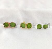 Natural Raw Gemstone Electroplated Birthstone Stud Earring