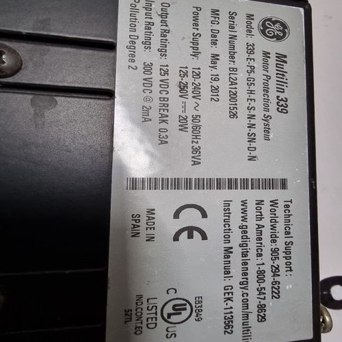 GE MULTILIN 339-E-P5-G5-H-E-S-N-N-SN-D-N 339 MOTOR PROTECTION SYSTEM RELAY