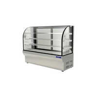 Curved Glass Display Counter - Stainless Steel, 4 Ft Height, Silver Color | Smooth Surface Finish, Standard Design