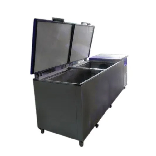 Silver Stainless Steel Horizontal Refrigerator.