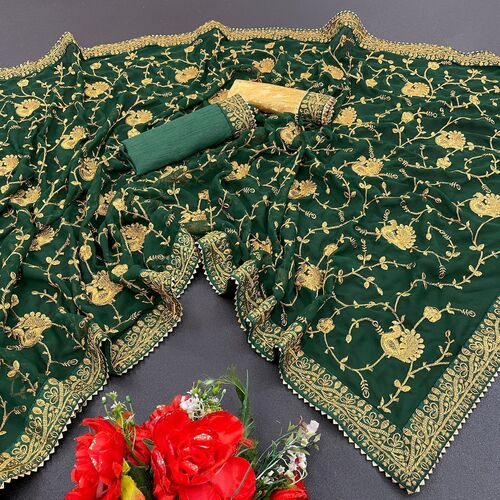 Hiral Green Georgette Saree