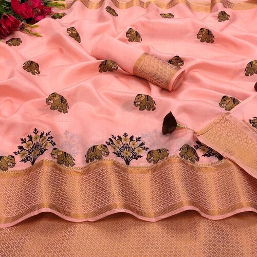 Shusmita Patta Pink Soft Cotton Silk Saree