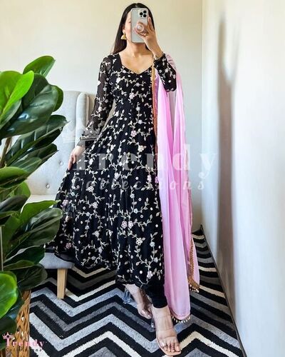 Women Designer Siqunce Georgette Gown...