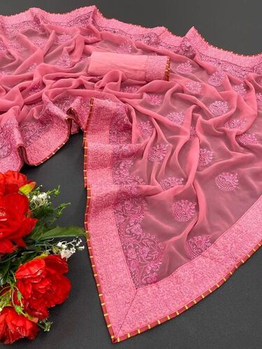 Liza Pink Georgette Saree