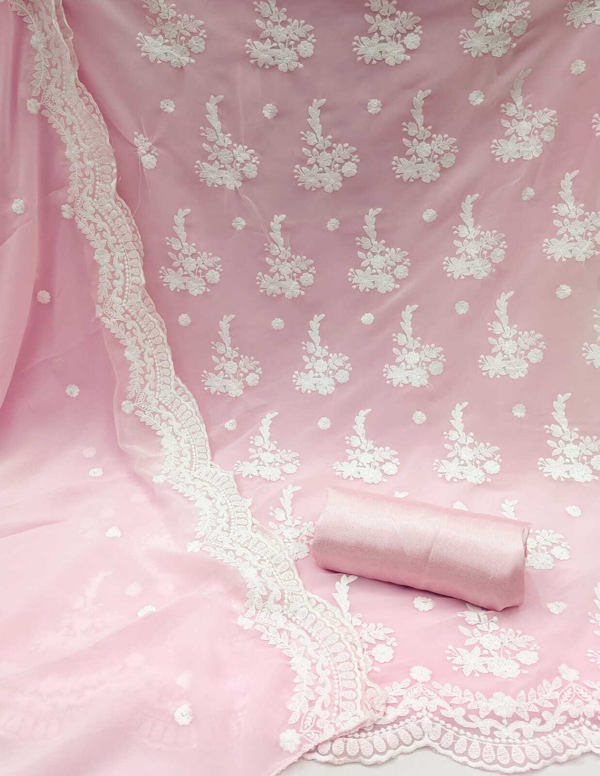 Sai Baby Pink Georgette Dress Material