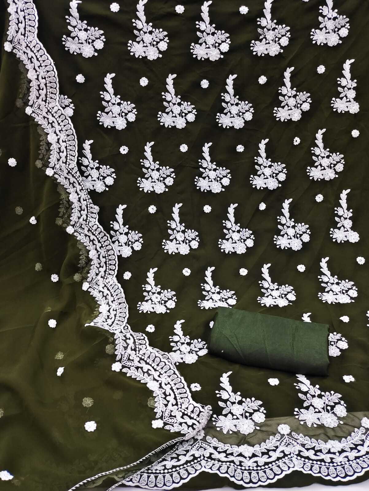 Sai Green Georgette Dress Material