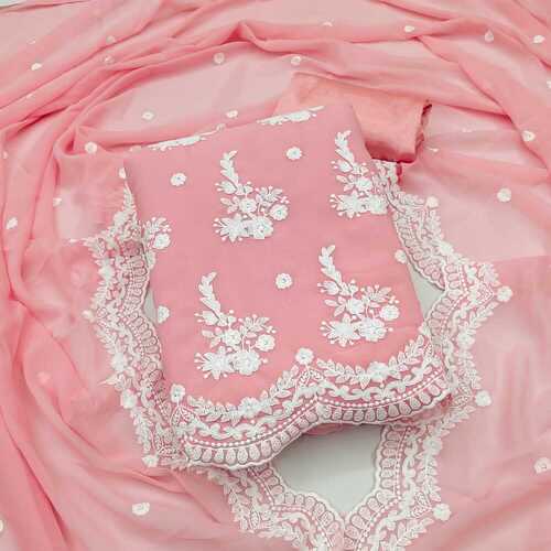 Sai Pink Georgette Dress Material