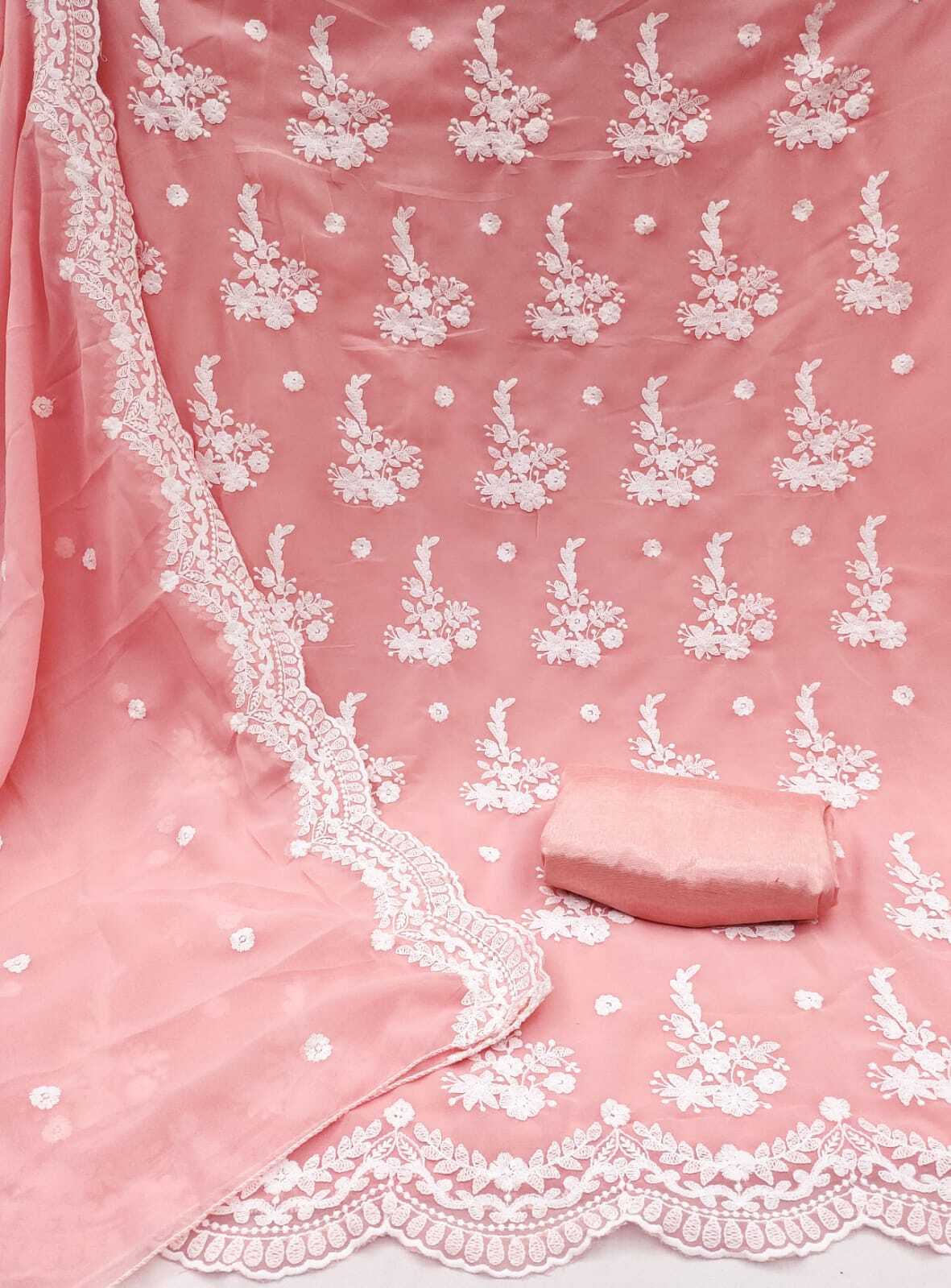 Sai Pink Georgette Dress Material