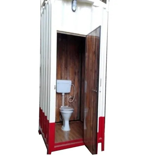 Mild Steel Portable Toilet - Steel Door, Metal Roof, White Color | Ideal for Warehouse Use, Durable Metal Walls