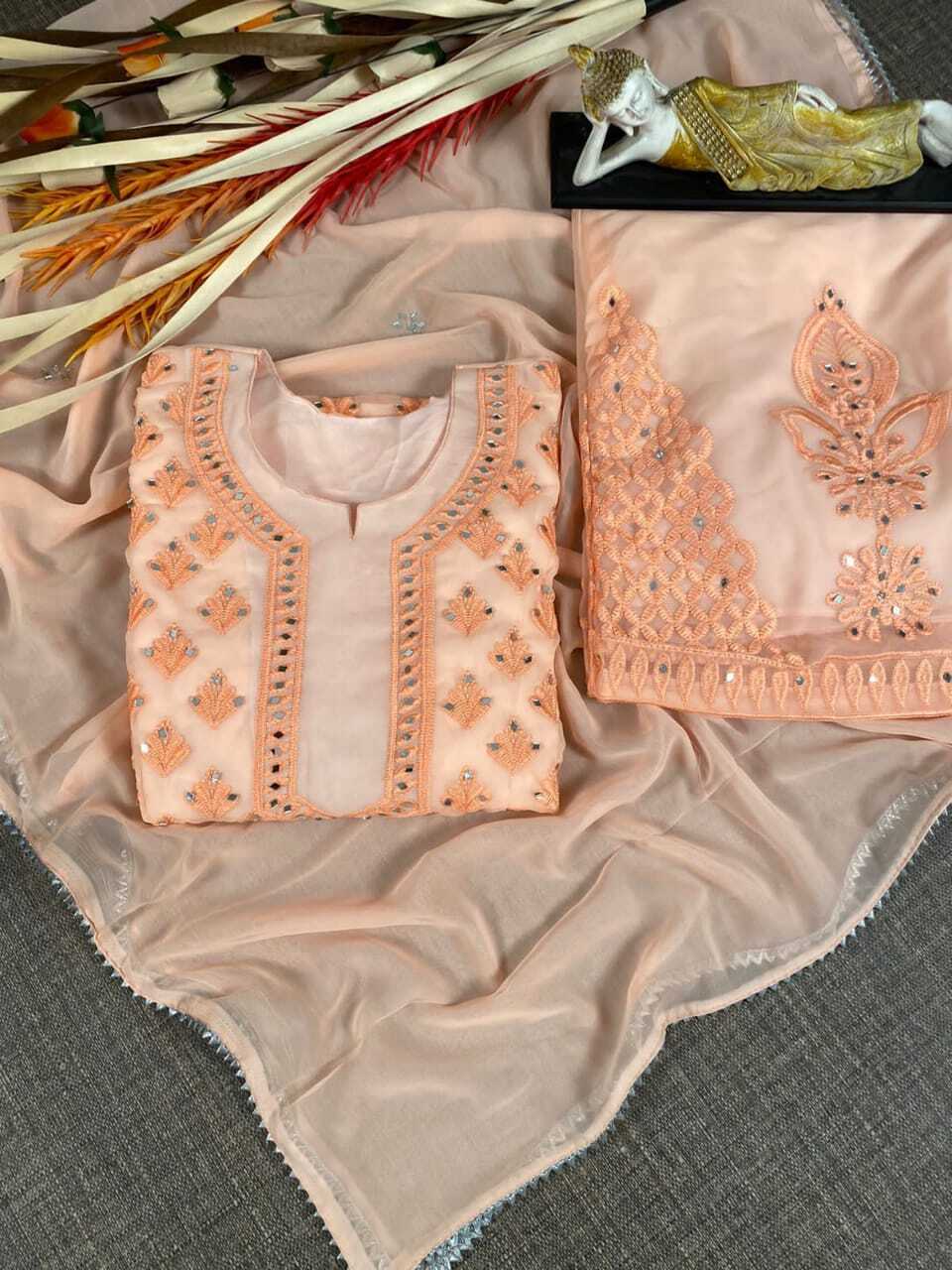 WOMEN HEAVY COTTON THREAD EMBROIDERY WORK SUIT