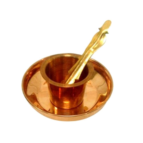 Brown Plate Pancha Patra Set