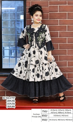 Girls Ethnic Wear - Cotton, Size L,M,S,XL | Black, Full Sleeves, Washable, Summer Style