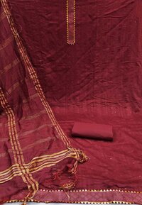 Vidhi Maroon Dyble Cotton Dress Material