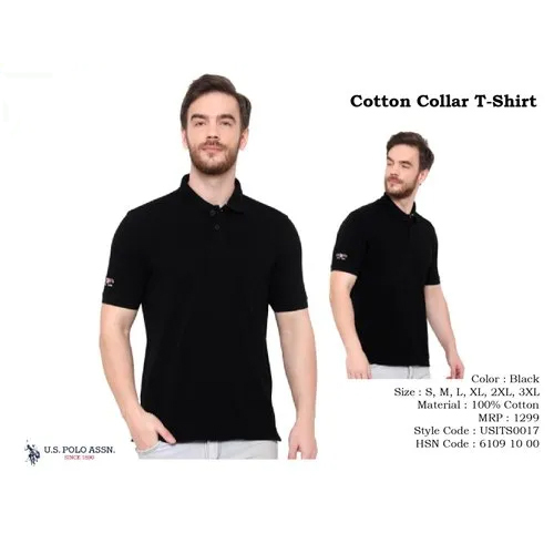 Black Mens Collar Us Polo Cotton T Shirts