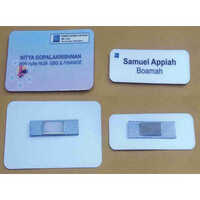 Magnetic Name Badge - Gray Paper & Plastic Laminated, Rectangle Shape | Full Color Printing, Fast 2-day Supply, Ideal For School & Office